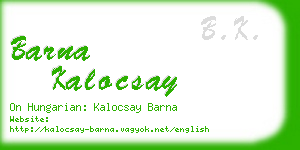 barna kalocsay business card